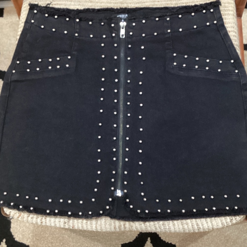 Edgy Black Studded Mini Skirt